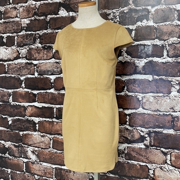 Kensie Dress Microsuede Sheath Tan Khaki Medium - Picture 6 of 15